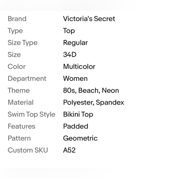 Victoria’s Secret Womens Bikini Swim Top Size 34D Pink Multicolor Padded - Picture 6 of 6